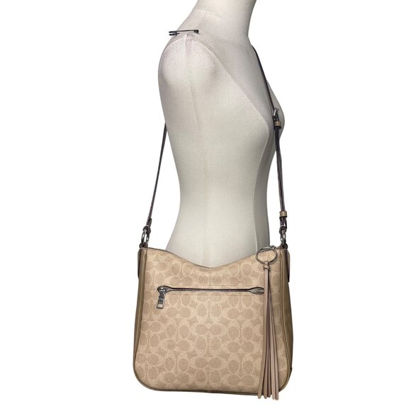 Coach Women’s Beige Monogram Leather Adjustable Strap Chaise Crossbody Bag - Picture 8 of 15
